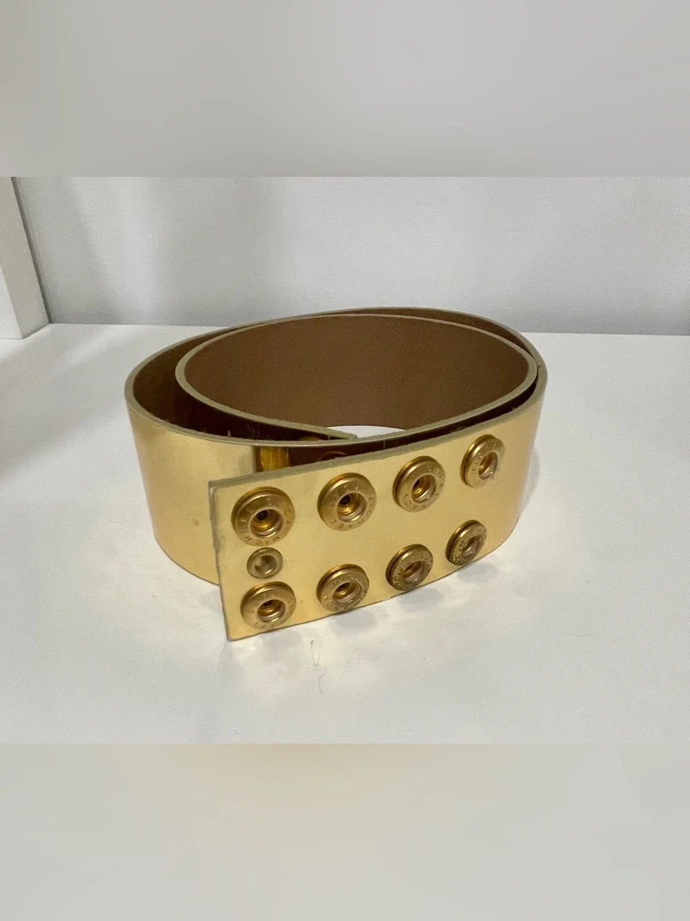Michael Kors Gold Metalic Leather Belt, 8